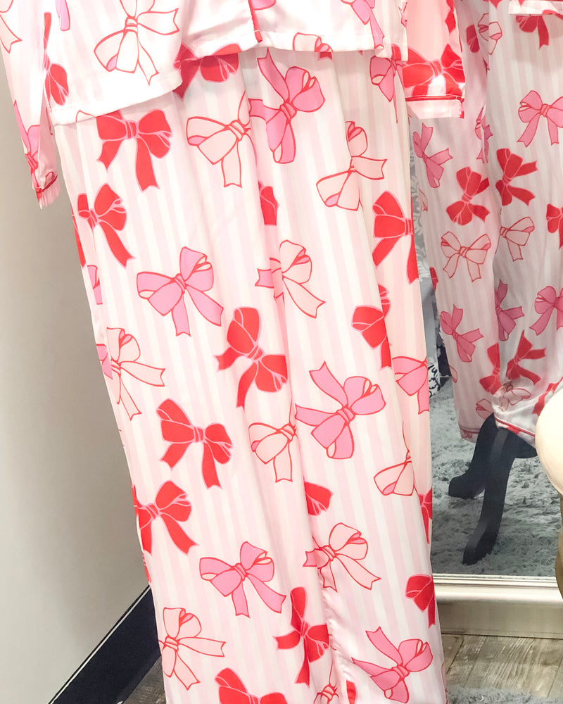 Charlotte Satin Pajama Set - Bows