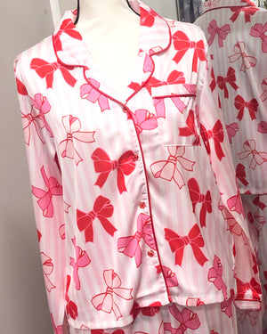 Charlotte Satin Pajama Set - Bows