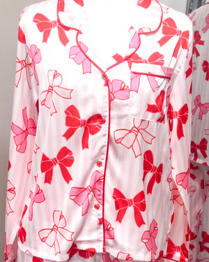 Charlotte Satin Pajama Set - Bows