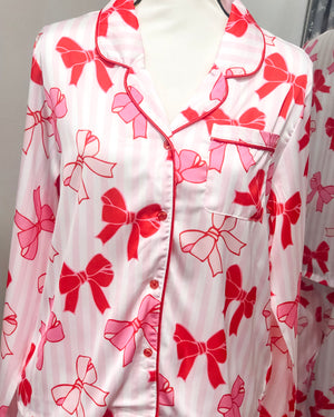 Charlotte Satin Pajama Set - Bows