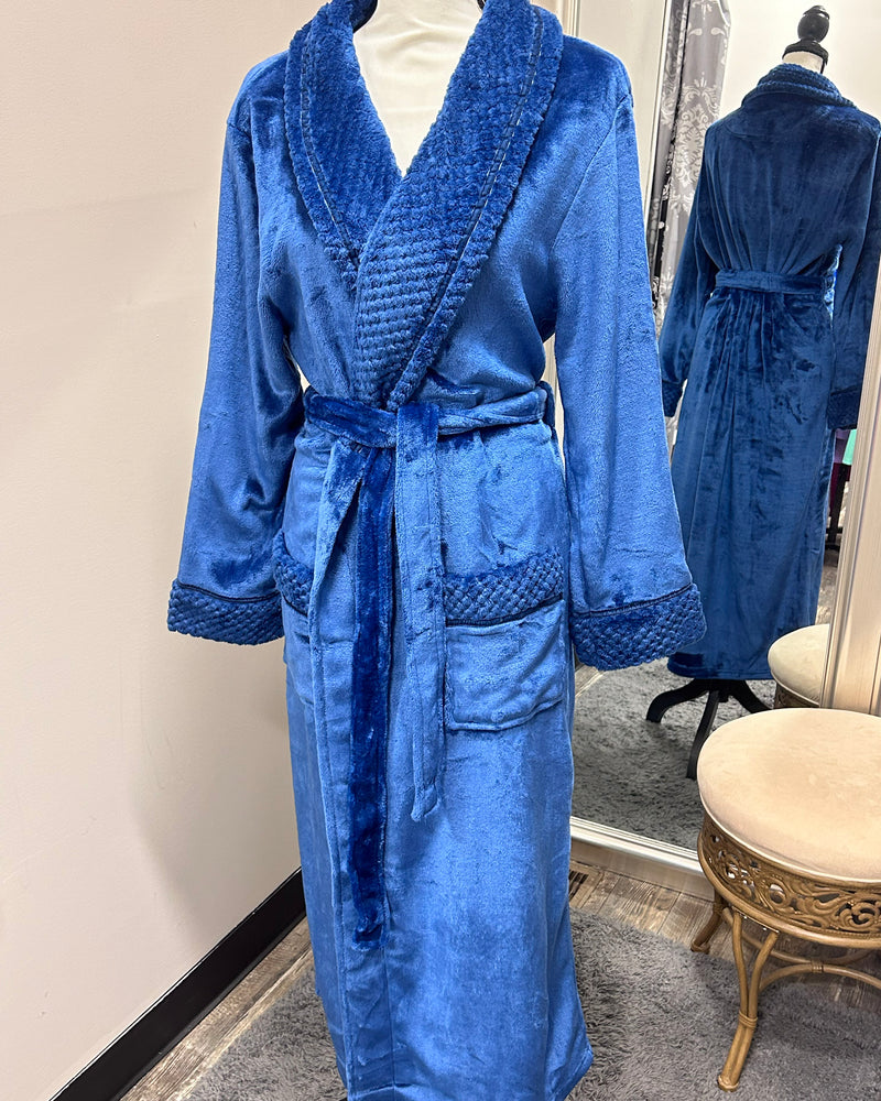 Plush Soft Warm Fleece Robe - Navy