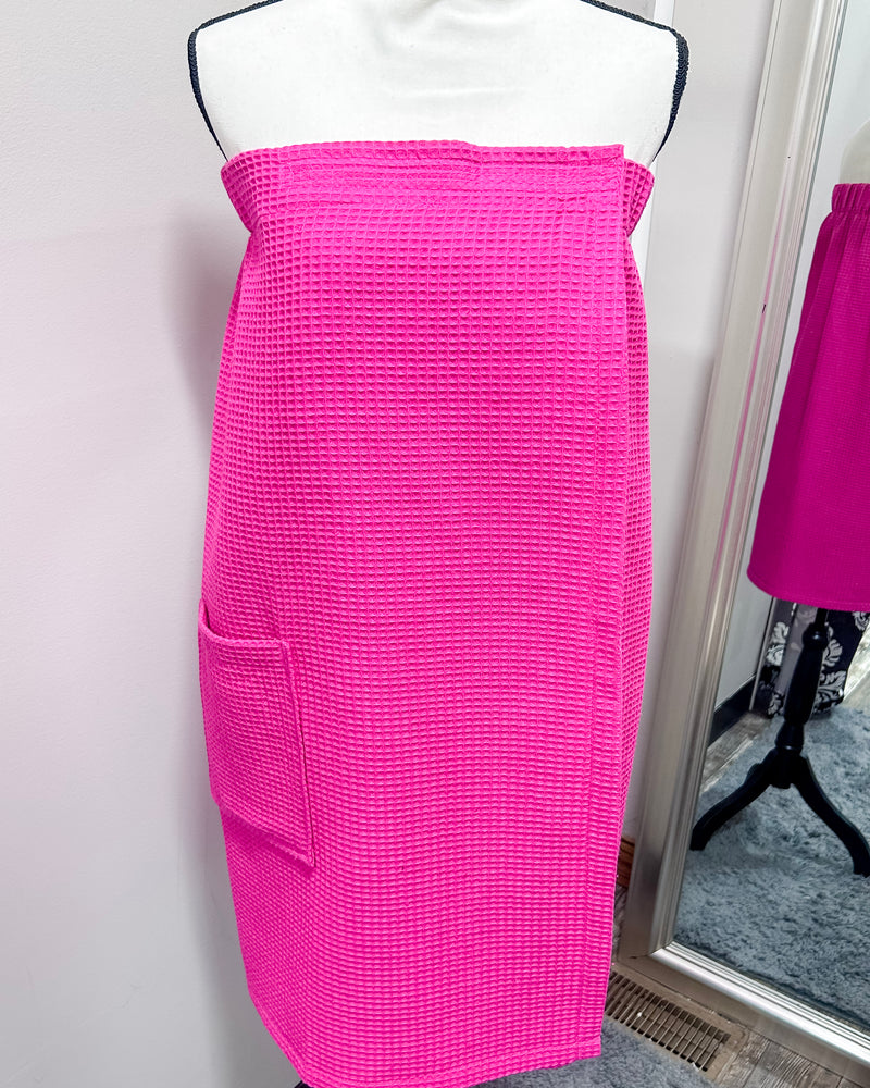 Waffle Spa Bath Wrap - Fuchsia
