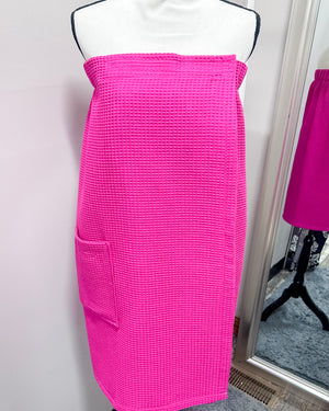 Waffle Spa Bath Wrap - Fuchsia