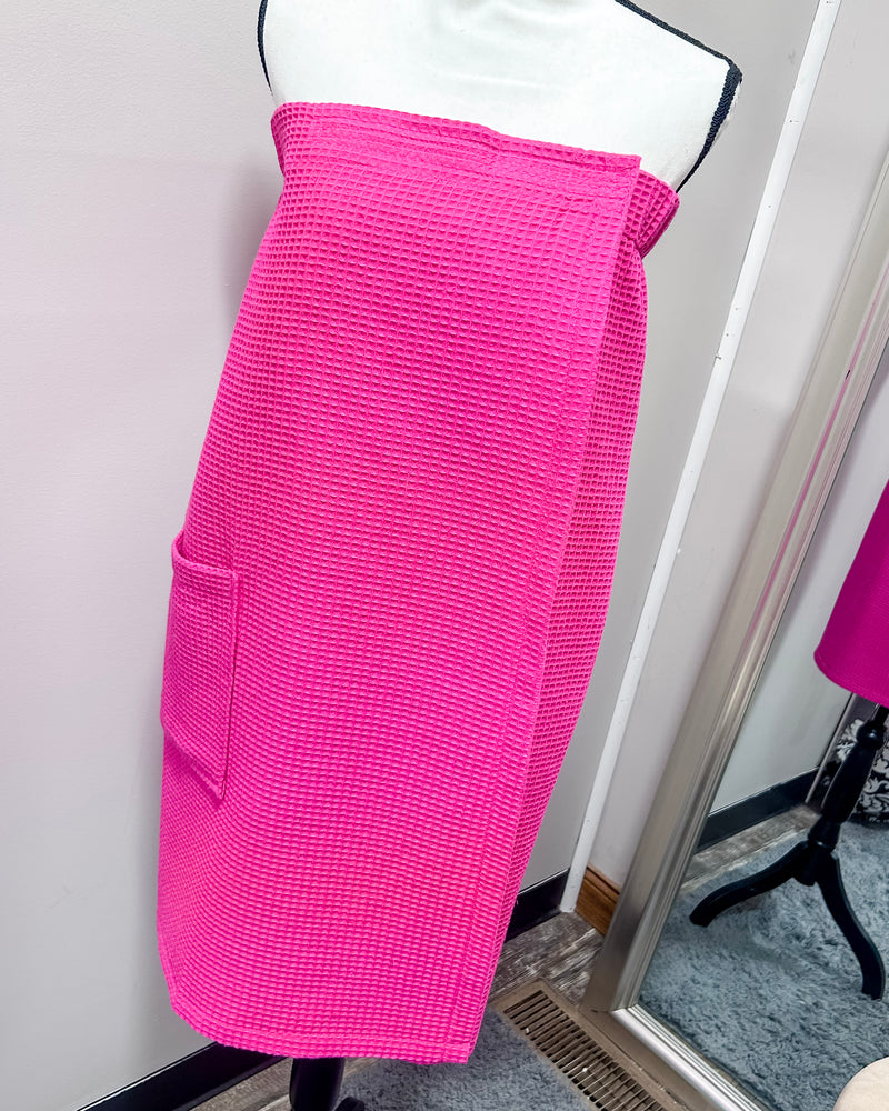 Waffle Spa Bath Wrap - Fuchsia