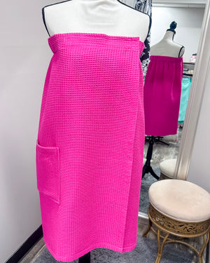 Waffle Spa Bath Wrap - Fuchsia