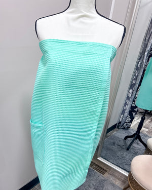Waffle Spa Bath Wrap - Mint Green