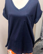 V-Neck Knit Top w/ Pocket - Gucci Blue