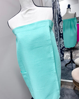 Waffle Spa Bath Wrap - Mint Green