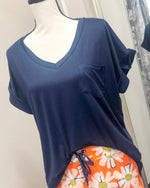 V-Neck Knit Top w/ Pocket - Gucci Blue
