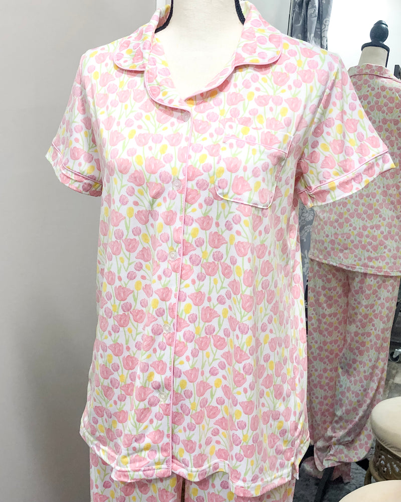 Tulip Fields - Button Up Sleep Shirt