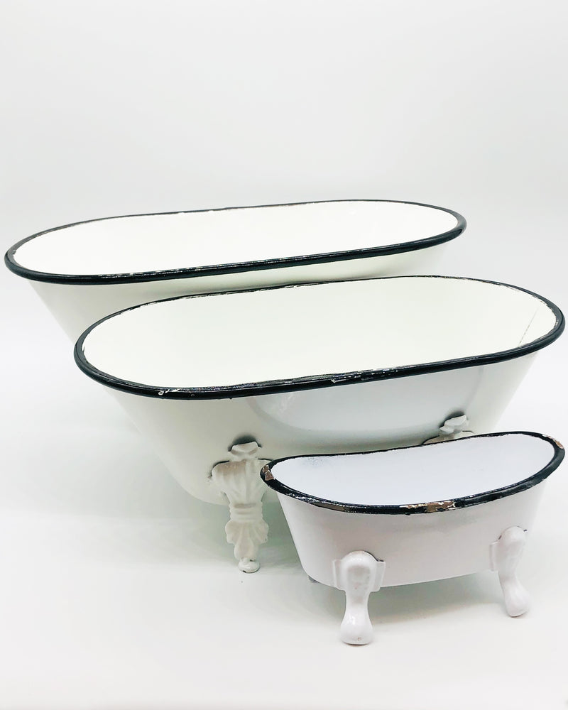 Black & White Enamel Medium Bathtub