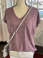 V-Neck Top w/ Pocket - Lavender