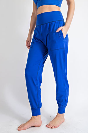 Butter Soft High Waist Joggers with Pockets - Sonic Blue