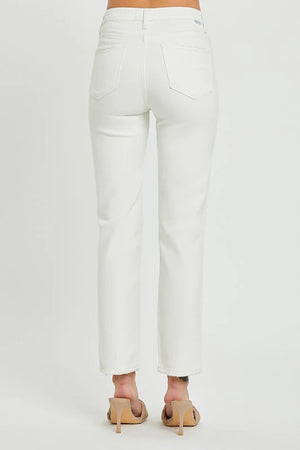 Mid Rise Tummy Control Jeans- White