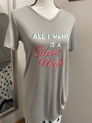 
            
                Load image into Gallery viewer, Silent Night Sleep Shirt - Gray/Red/White
            
        
