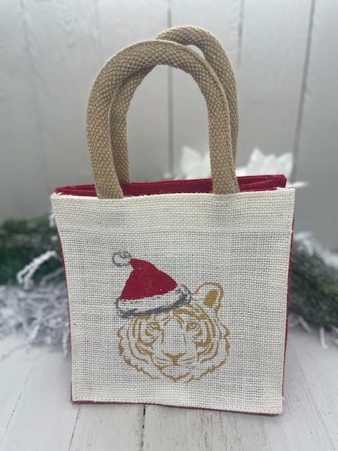 
            
                Load image into Gallery viewer, Tiger Santa Petite Gift Tote Red/White
            
        