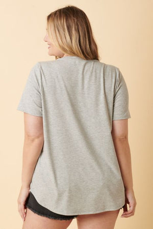 
            
                Load image into Gallery viewer, Ribbed V-Neck Top PLUS - Heather Grey
            
        