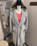 Zurich Luxe Plush Robe - Grey w/ Fur Trim